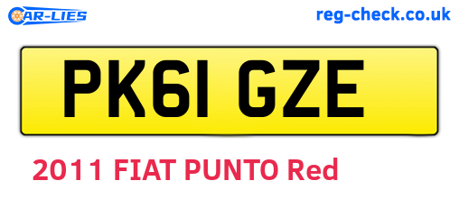PK61GZE are the vehicle registration plates.