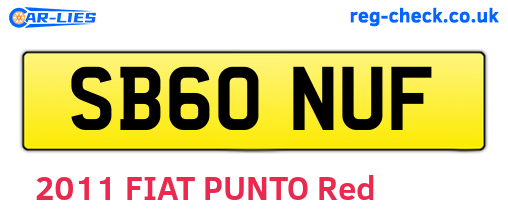 SB60NUF are the vehicle registration plates.