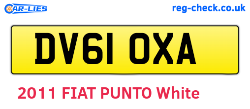 DV61OXA are the vehicle registration plates.