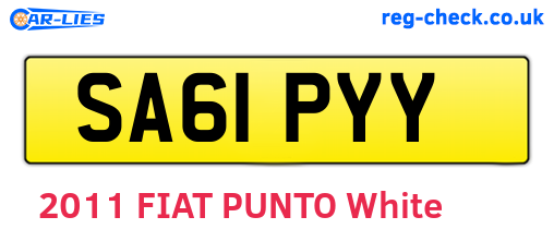SA61PYY are the vehicle registration plates.