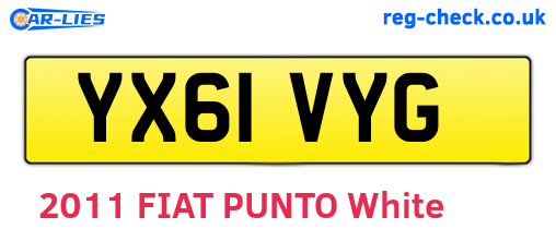 YX61VYG are the vehicle registration plates.