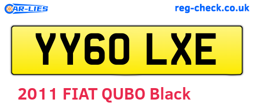 YY60LXE are the vehicle registration plates.