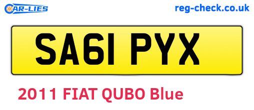 SA61PYX are the vehicle registration plates.