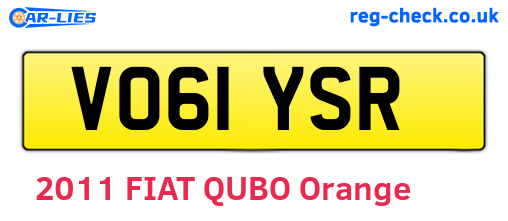 VO61YSR are the vehicle registration plates.