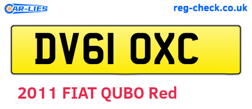 DV61OXC are the vehicle registration plates.