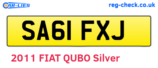 SA61FXJ are the vehicle registration plates.