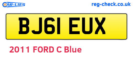 BJ61EUX are the vehicle registration plates.