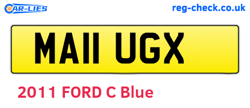 MA11UGX are the vehicle registration plates.