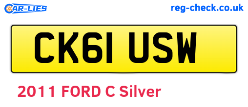 CK61USW are the vehicle registration plates.