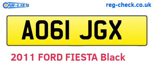 AO61JGX are the vehicle registration plates.