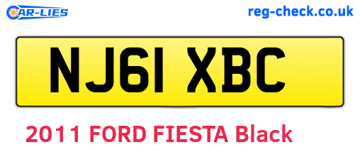 NJ61XBC are the vehicle registration plates.