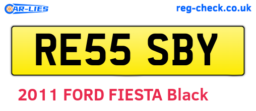 RE55SBY are the vehicle registration plates.