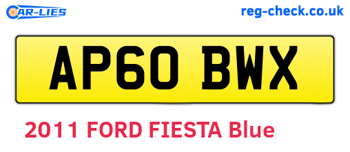 AP60BWX are the vehicle registration plates.
