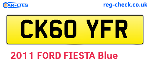 CK60YFR are the vehicle registration plates.