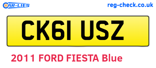 CK61USZ are the vehicle registration plates.