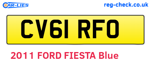 CV61RFO are the vehicle registration plates.