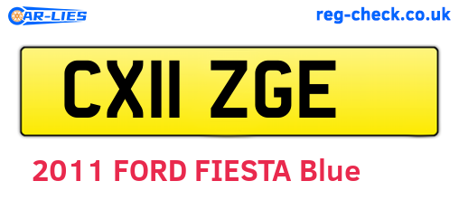 CX11ZGE are the vehicle registration plates.