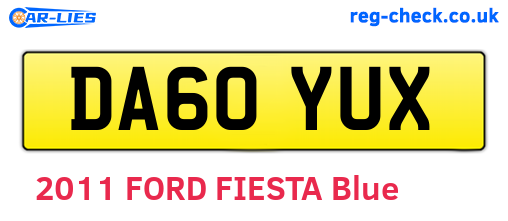DA60YUX are the vehicle registration plates.