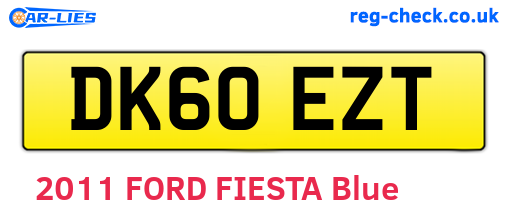 DK60EZT are the vehicle registration plates.