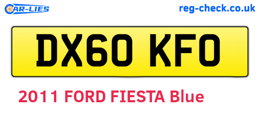DX60KFO are the vehicle registration plates.