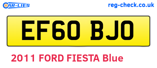EF60BJO are the vehicle registration plates.
