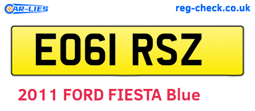 EO61RSZ are the vehicle registration plates.