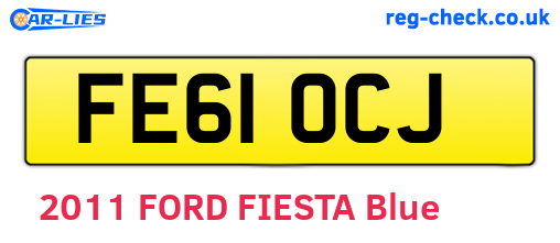 FE61OCJ are the vehicle registration plates.
