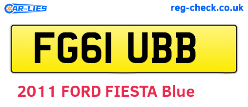 FG61UBB are the vehicle registration plates.