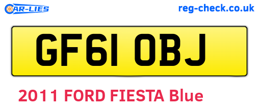 GF61OBJ are the vehicle registration plates.