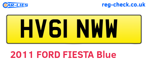 HV61NWW are the vehicle registration plates.