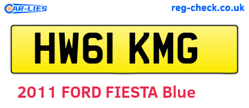 HW61KMG are the vehicle registration plates.