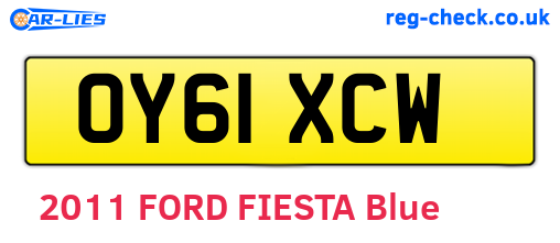 OY61XCW are the vehicle registration plates.