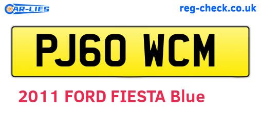 PJ60WCM are the vehicle registration plates.