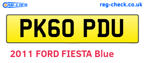 PK60PDU are the vehicle registration plates.