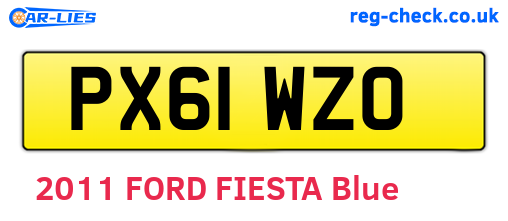 PX61WZO are the vehicle registration plates.