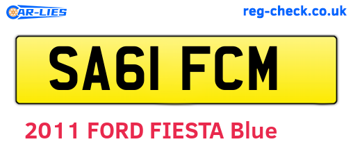 SA61FCM are the vehicle registration plates.