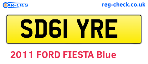 SD61YRE are the vehicle registration plates.