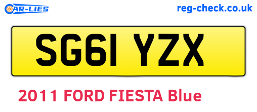 SG61YZX are the vehicle registration plates.