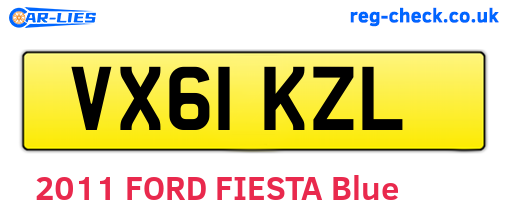 VX61KZL are the vehicle registration plates.