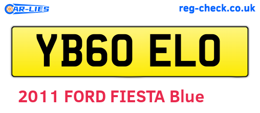 YB60ELO are the vehicle registration plates.