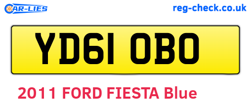 YD61OBO are the vehicle registration plates.