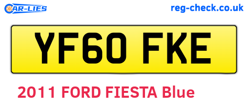YF60FKE are the vehicle registration plates.