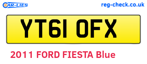 YT61OFX are the vehicle registration plates.