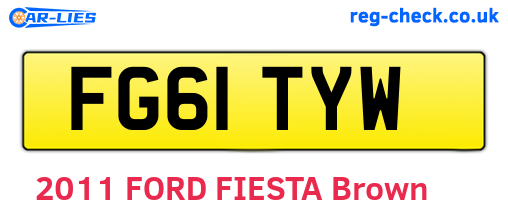 FG61TYW are the vehicle registration plates.