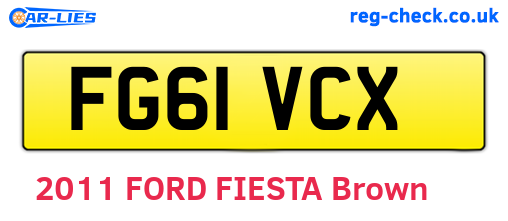 FG61VCX are the vehicle registration plates.