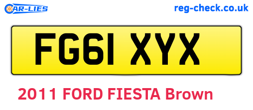 FG61XYX are the vehicle registration plates.
