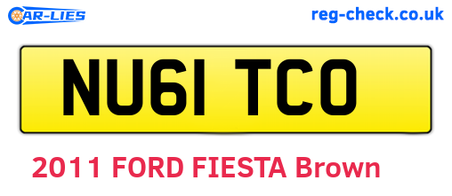 NU61TCO are the vehicle registration plates.