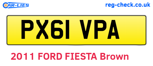 PX61VPA are the vehicle registration plates.