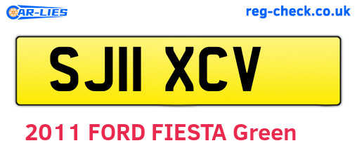 SJ11XCV are the vehicle registration plates.