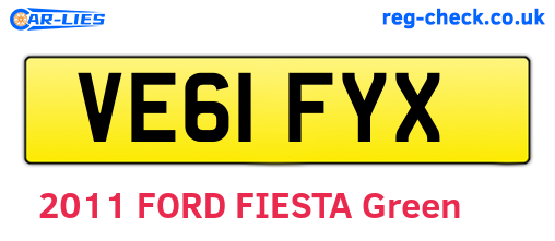 VE61FYX are the vehicle registration plates.